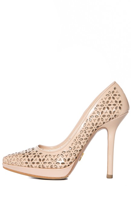 Prada Nude Laser Cut Patent Leather Pumps