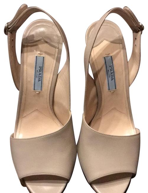 Prada Nude Leather Slingback Pumps
