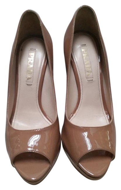 Prada Nude Peep Toe Heel Pumps