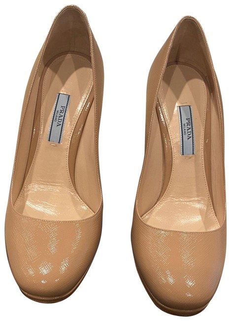 Prada Nude Round Toed Pumps
