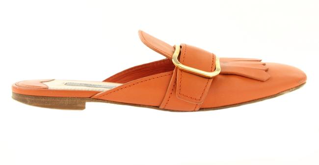 Prada Orange Buckle MulesSlides
