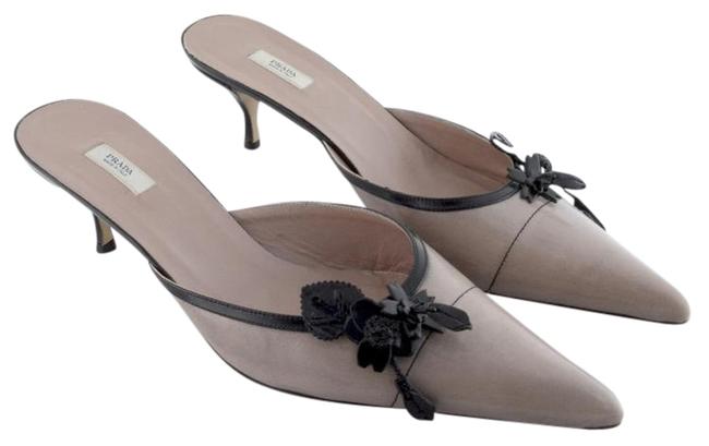 Prada Pale Pink Leather Slip On MulesSlides