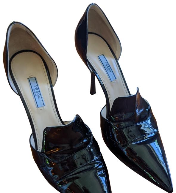 Prada Patent Black Dorsay Pumps