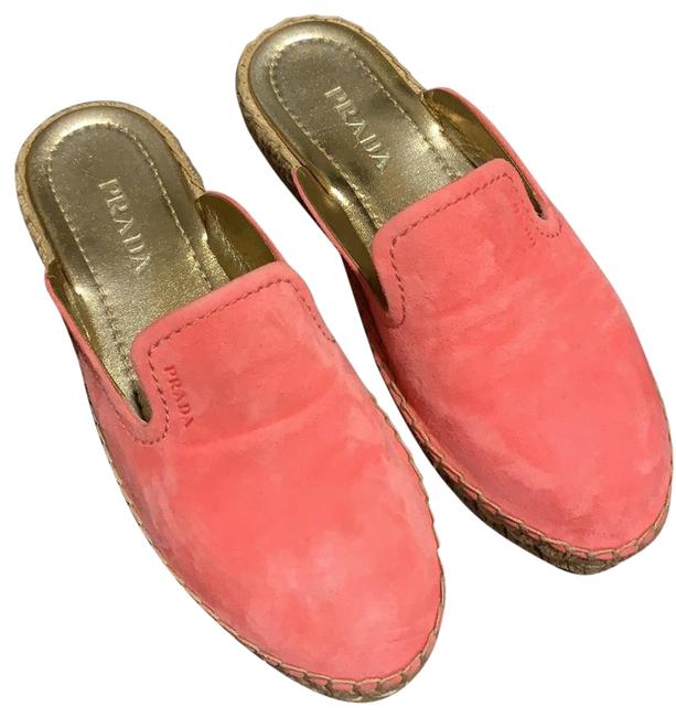 Prada Pink Hot Suede MulesSlides