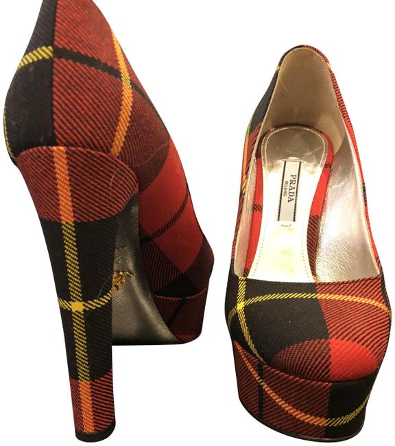 Prada Plaid Platform Pumps