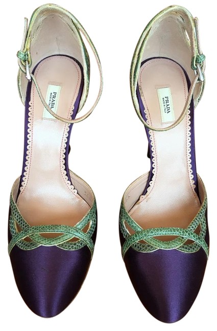 Prada PurpleGreen Luxury Satin Pumps