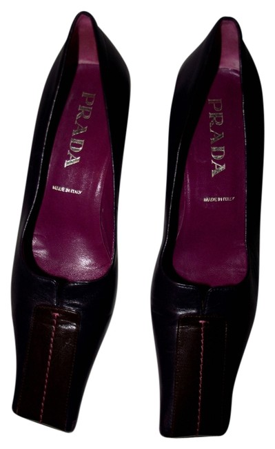 Prada Purple Genuine Leather Career Heels Pumps
