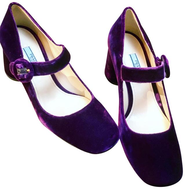 Prada Purple Mary Jane Velvet Pumps