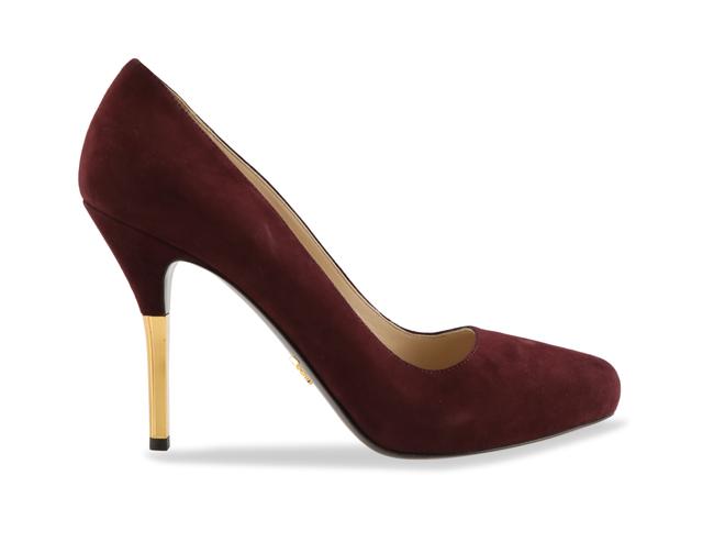 Prada Purple Suede Gold Heel Pumps