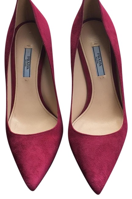 Prada Rasberry Pointed Toe Suede Pumps