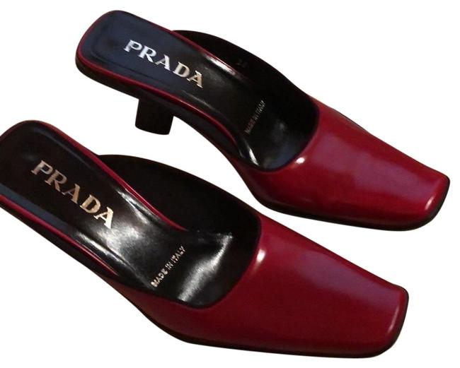 Prada Red Chunky MulesSlides