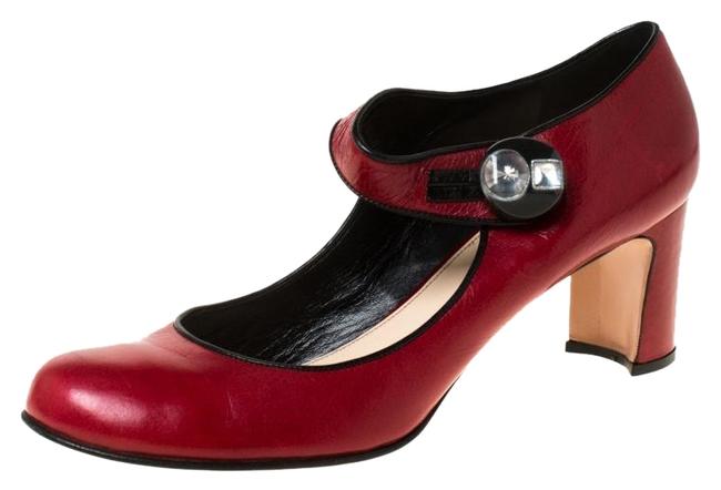 Prada Red Leather Mary Jane Pumps