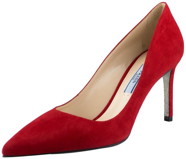 Prada Red Suede Leather Heels Pumps