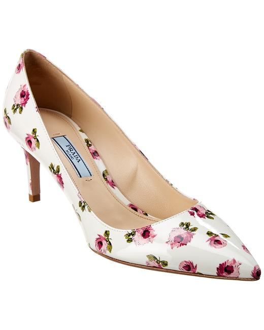 Prada Rose Print Saffiano Patent 1i834i 3l59 F0009 Pumps