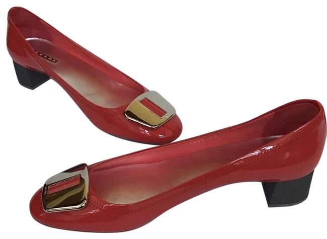 Prada SalmonCoral Patent Leather Pumps