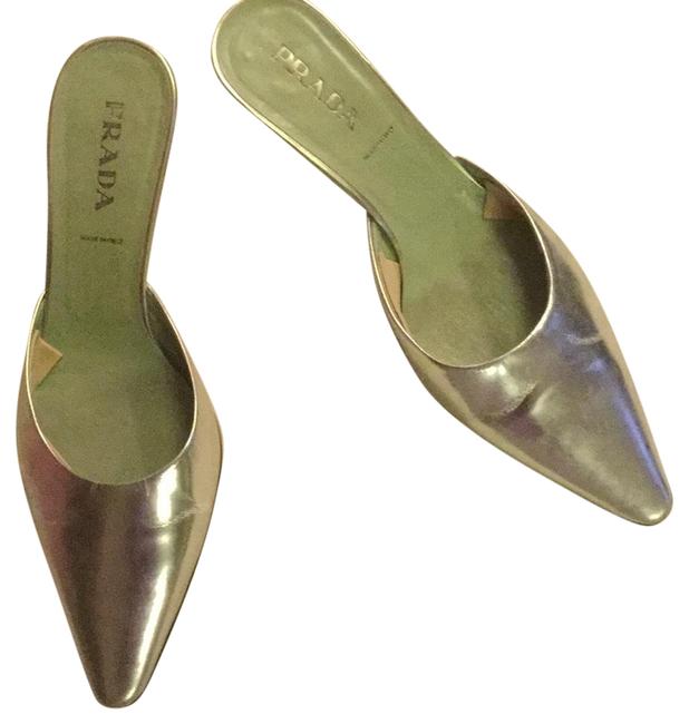 Prada Silver Basic MulesSlides