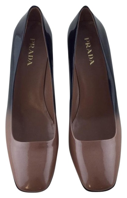Prada Tan Black Patent Ombre Pumps