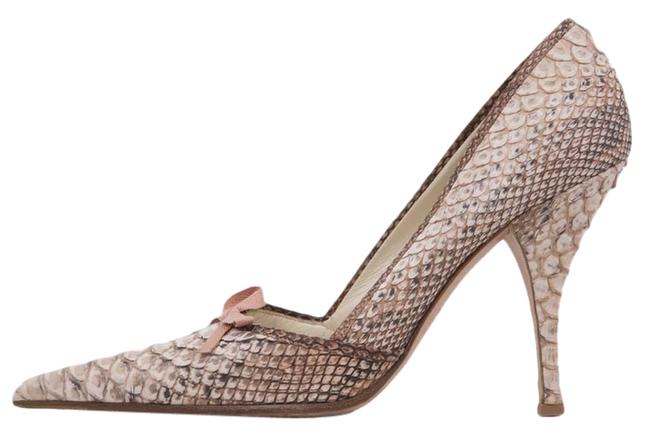 Prada Tan Python Pointed Pumps