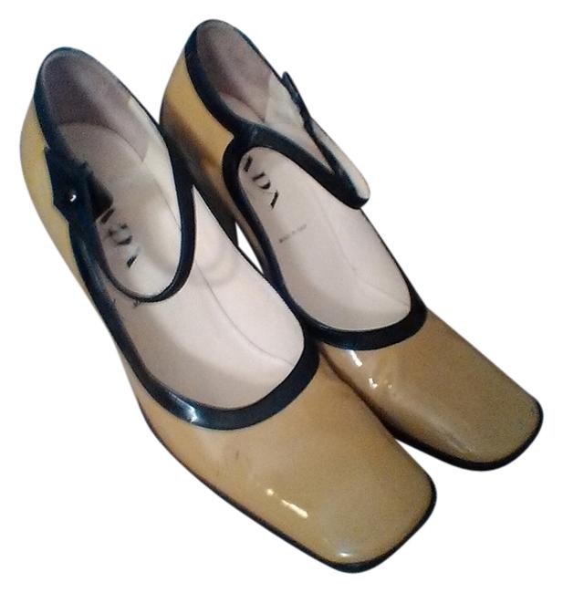 Prada Tan Vintage Vero Cubio Mary Janes Pumps