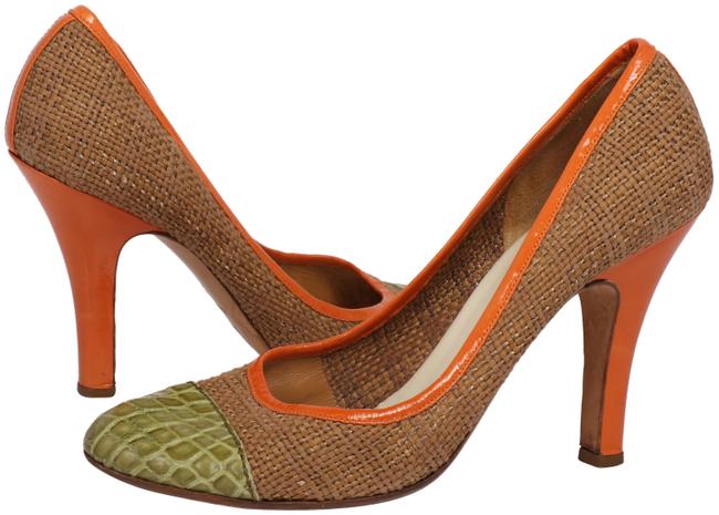 Prada Multi color Woven Crocodile Pumps