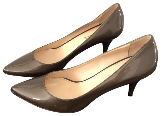 Prada Taupe Patent Leather Pointy Pumps
