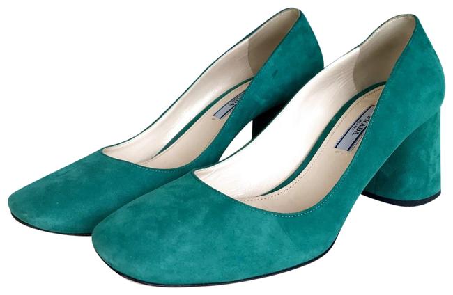 Prada Teal Green Suede Heels Sz Pumps