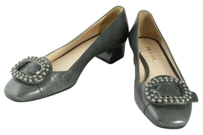 Prada Vintage Grey Square Heel Pumps