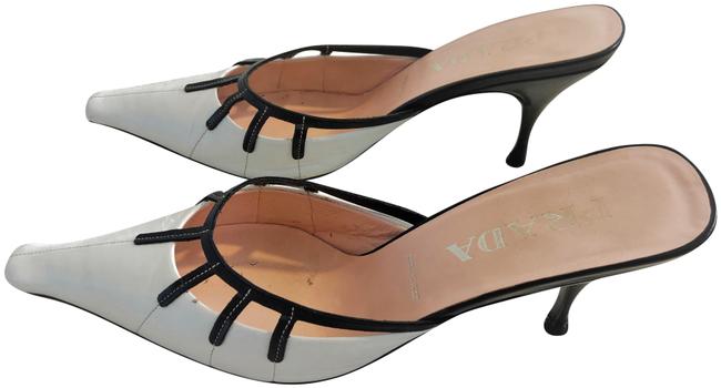 Prada White Capetto Bicolo MulesSlides