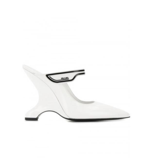 Prada White Leather 8 MulesSlides