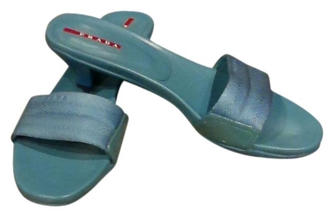 Prada Aqua Slip On Sandals