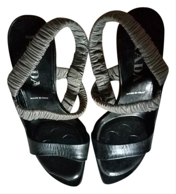 Prada BalckGray Slingback Sandals