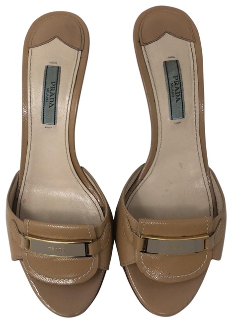 Prada Beige Mule Slide Sandals