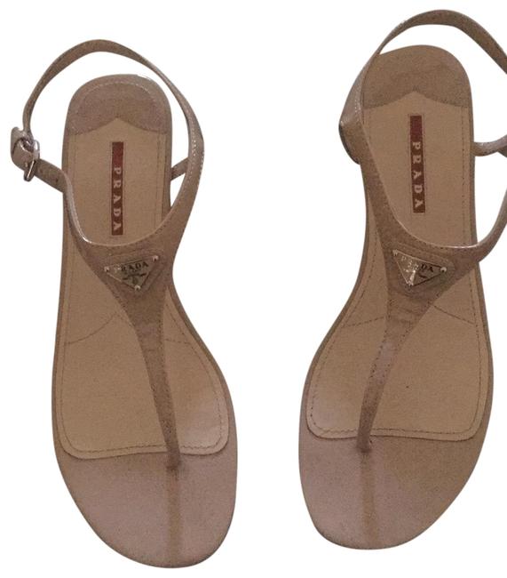 Prada Beige Patent Leather Sandals