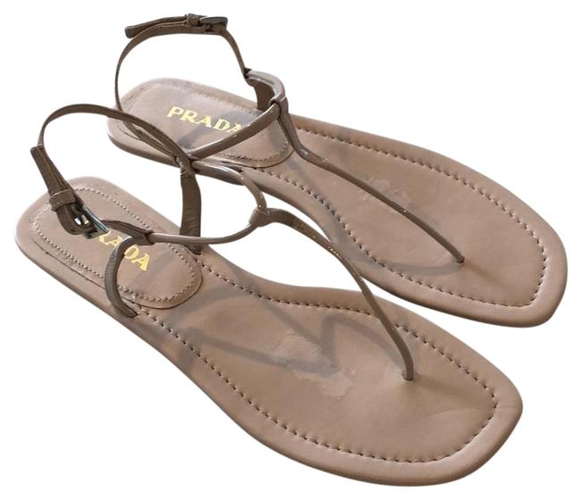Prada Beige T bar Sandals
