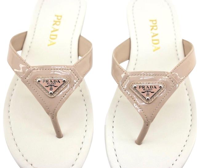 Prada Beige Vernice Flip Flops Sandals