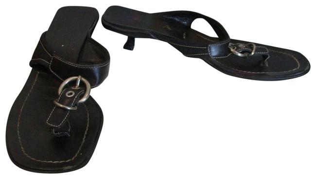 Prada Black 365 M Thong Kitten Heel Leather Sandals