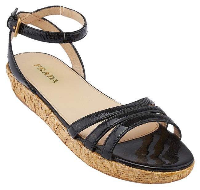 Prada BlackBeige Patent Leather 51900 Sandals