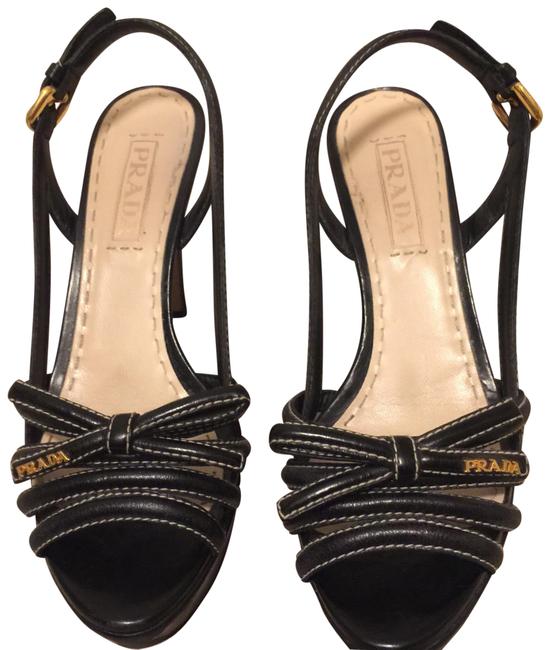 Prada Black Bow Platform Sandals