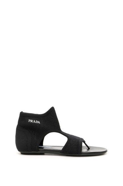 Prada Black Cr Knit Fabric 6 Sandals