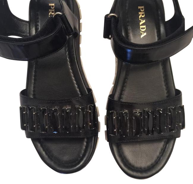 Prada Black Crystal Embellished Sandals
