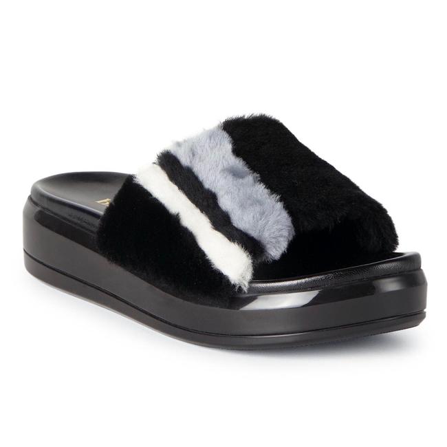 Prada Black Fur Sliders Sandals
