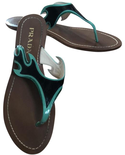 Prada Black Green Accents Flame Rare Cult Sandals