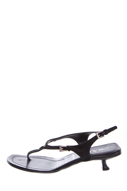 Prada Black Leather Sandals