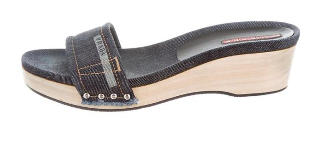 Prada Black Logo Denim 12 Sandals
