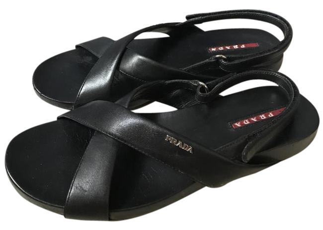Prada Black Patent Criss cross Sandals