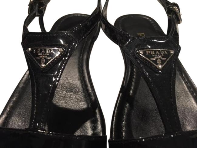 Prada Black Patent Leather 36 Sandals