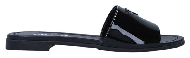 Prada Black Patent Leather Slide Sandals