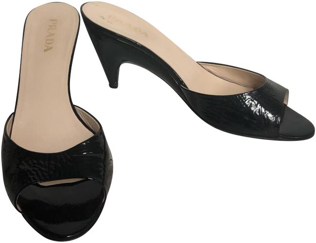 Prada Black Patent Leather Slides Sandals