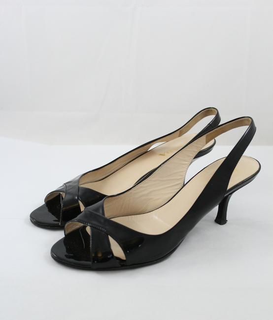 Prada Black Patent Leather Slingback Sandals