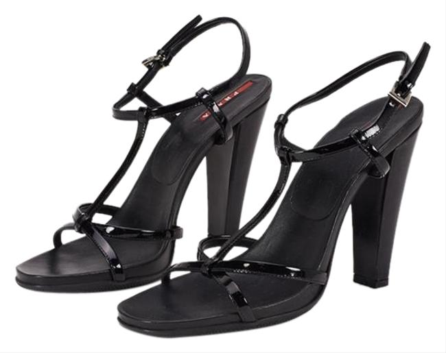 Prada Black Patent Strappy Heels 1040 #12553 Sandals